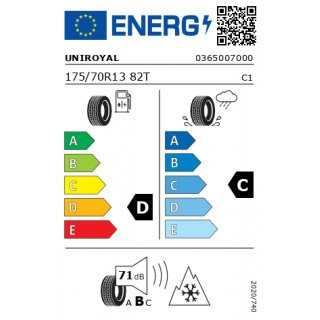 Winterreifen 175/70 R13 82T Uniroyal MS plus 77